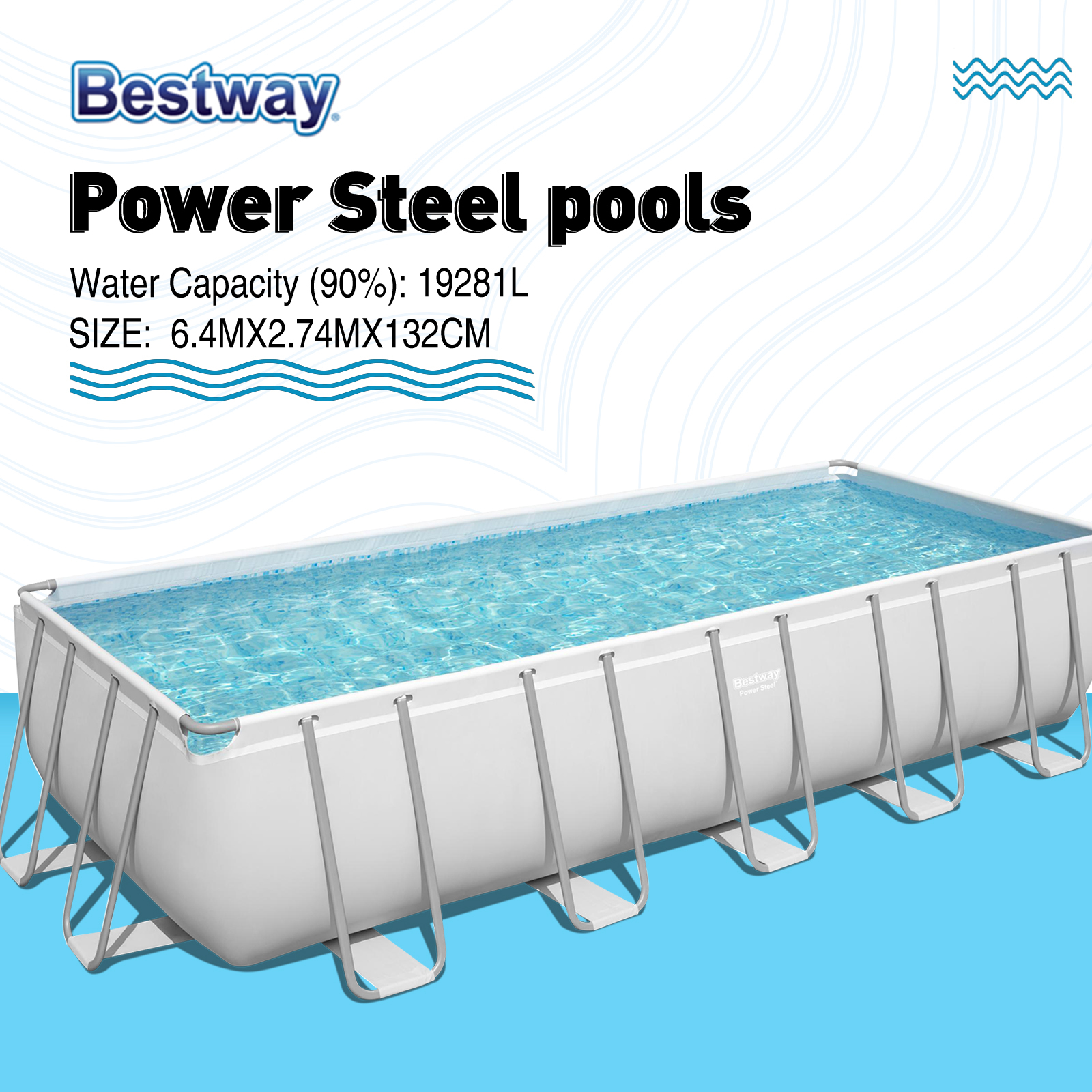 Bestway Power Steel™ Above Ground Pool Kit 6.40 x 2.74 x 1.32m