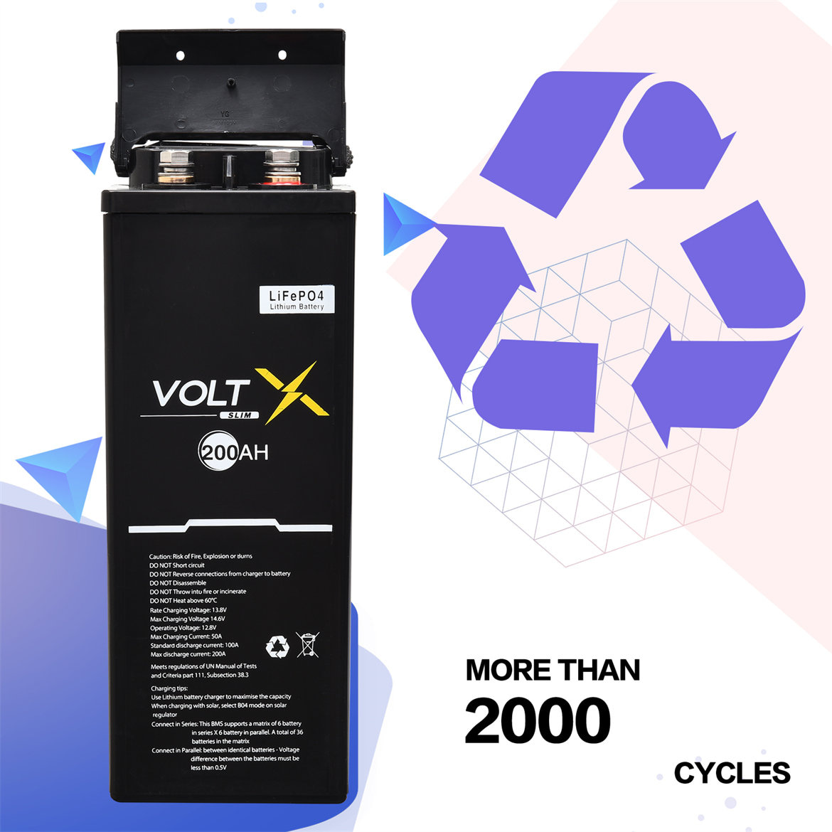 VoltX 12V 200Ah Slim Lithium Battery Image 5