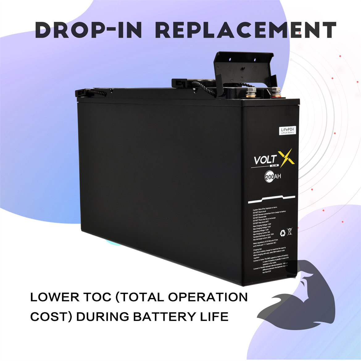 VoltX 12V 200Ah Slim Lithium Battery Image 11
